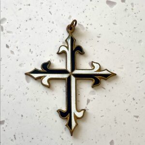 Elegant Vintage Black and White Italian Cross Pendant